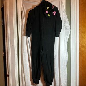 Halloween Costumes.com Black Cat Pajamas Kids Medium EUC Hooded Costume